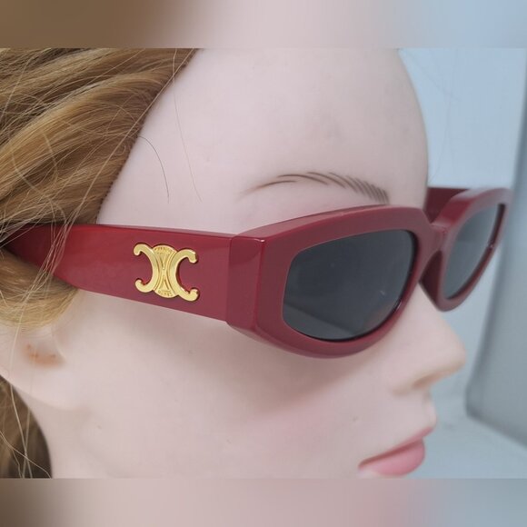 Celine Triomphe Womens Triomphe Sunglasses Red Smoky Gray CL40269U 66A 54-19-135 - Picture 4 of 15